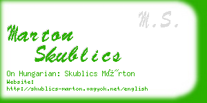 marton skublics business card